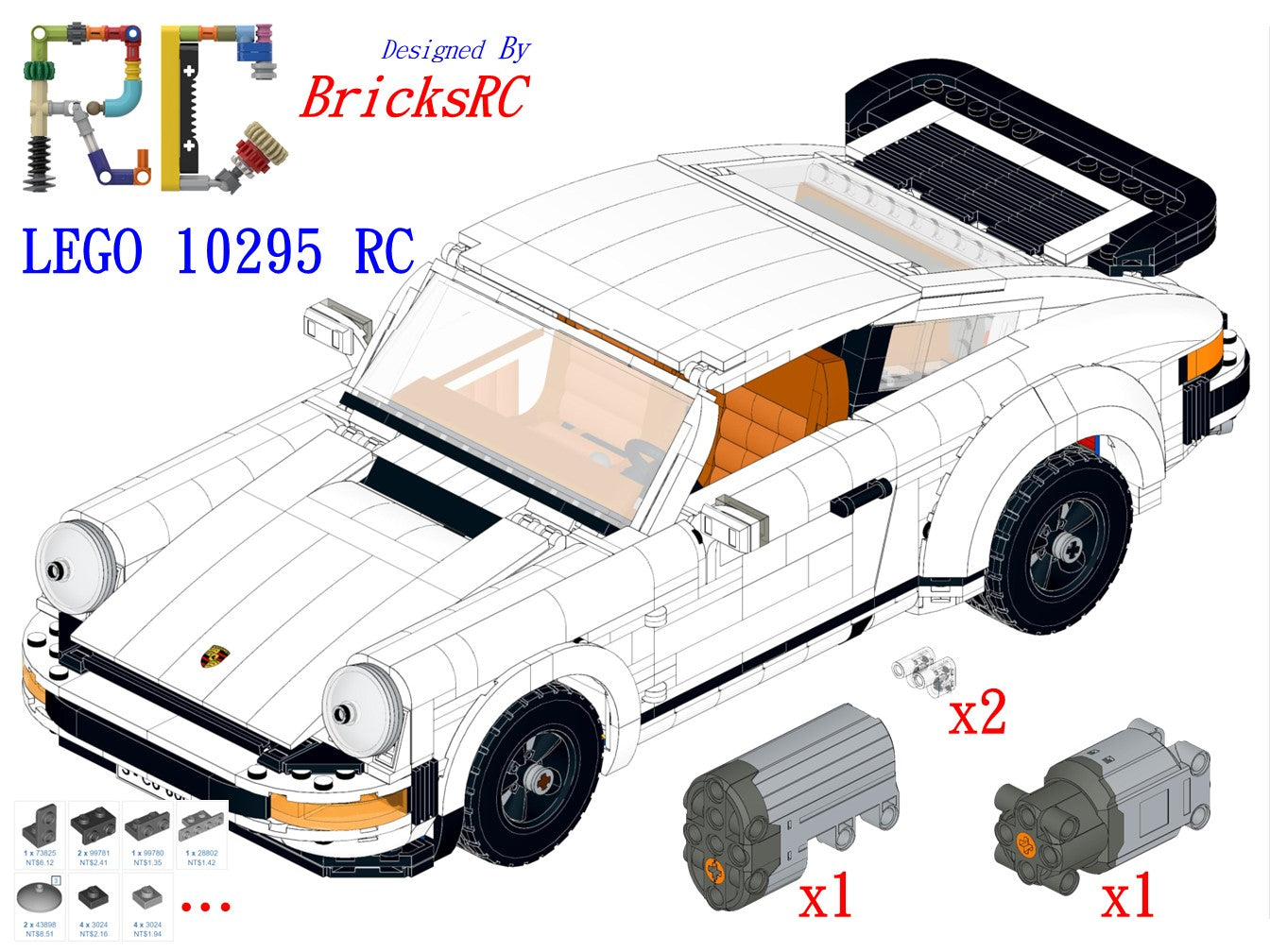 [Instrucciones] Motorizar LEGO 10295 Porsche 911 Turbo y 911 Targa