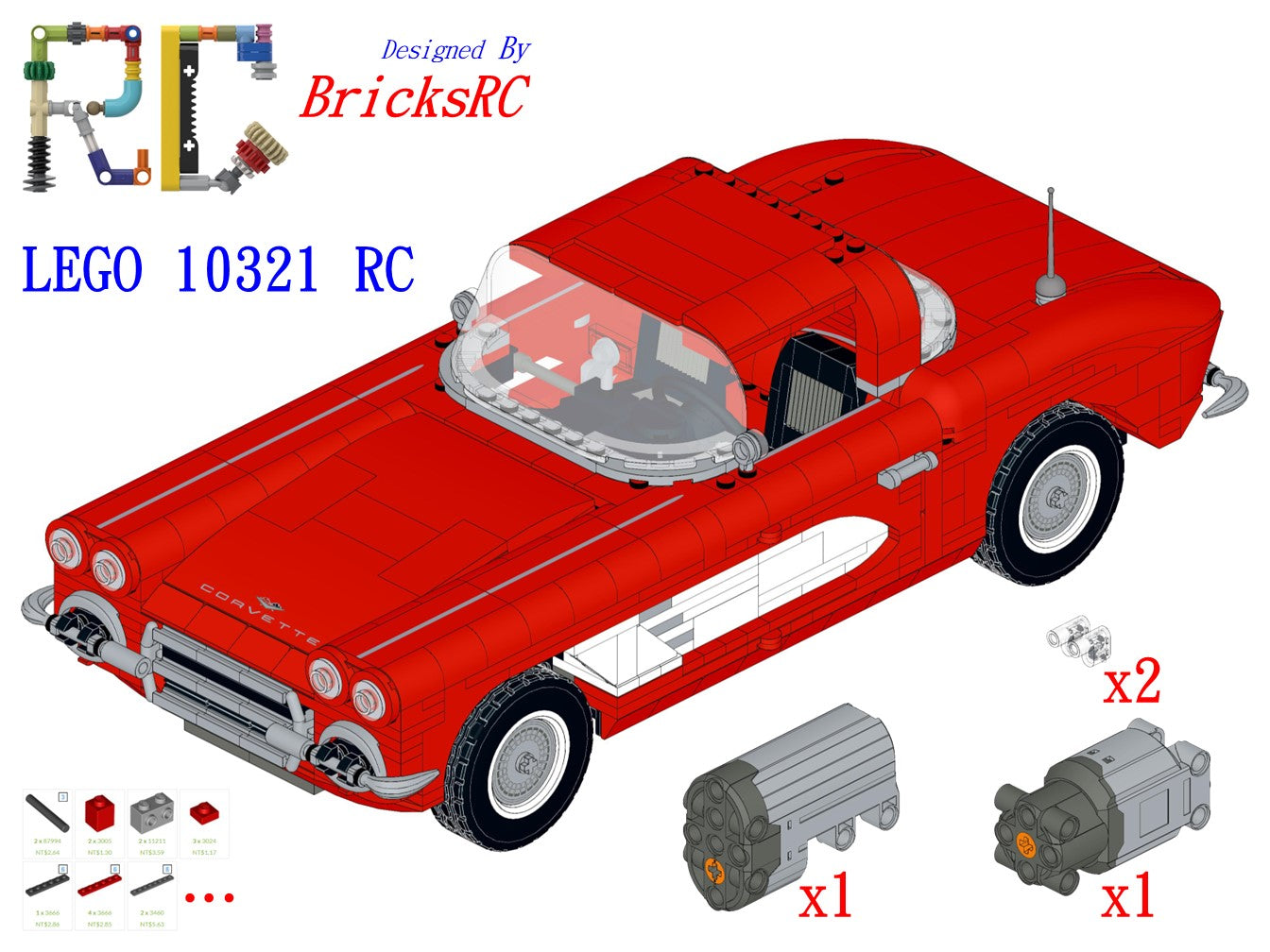 [Instrucciones] Motorizar LEGO 10321 Corvette