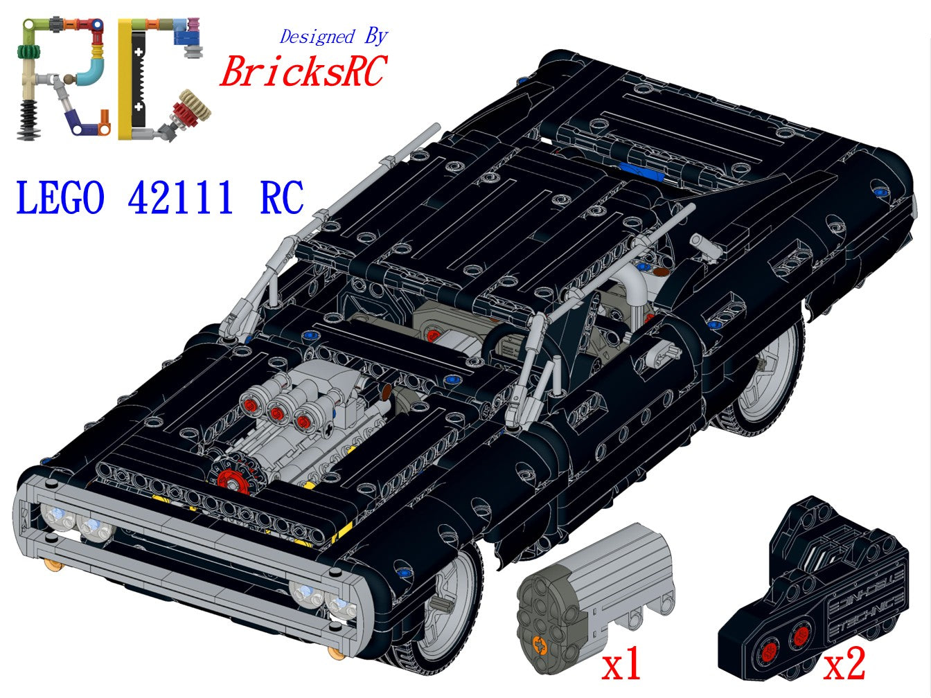 [Instructions] Motorize LEGO 42111 Dom's Dodge Charger(Buggy[BuWizz] Motor*2 Driving)