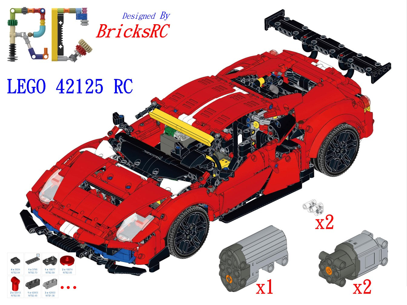 [Instrucciones] Motorizar LEGO 42125 Ferrari 488 GTE "AF Corse #51"