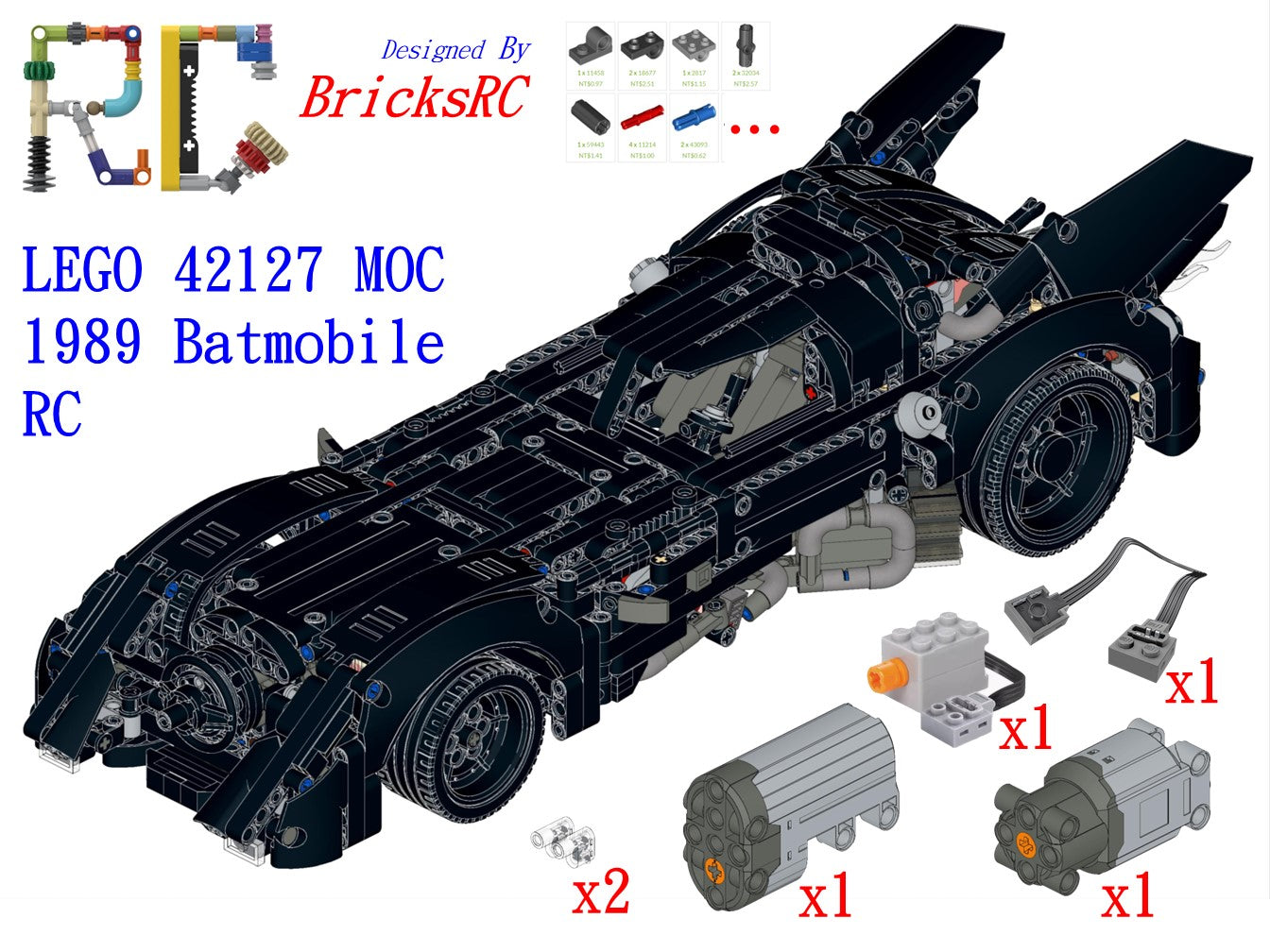 [Instrucciones] Motorizar LEGO 42127 The Batman – Batmobile (MOC 1989 Batmobile)