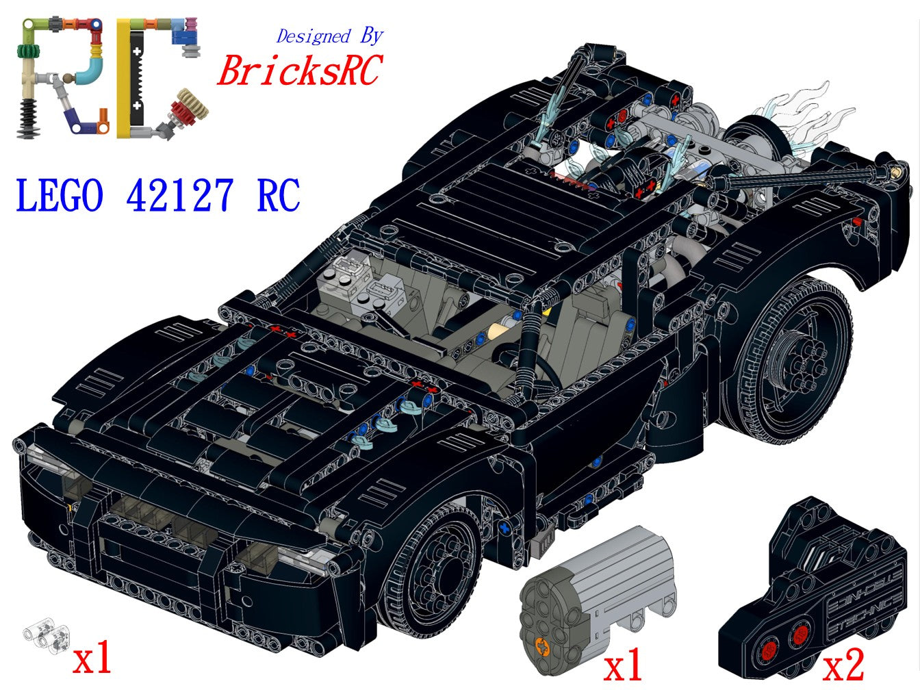 [Instructions] Motorize LEGO 42127 The Batman - Batmobile(Buggy Motor*2 Driving)