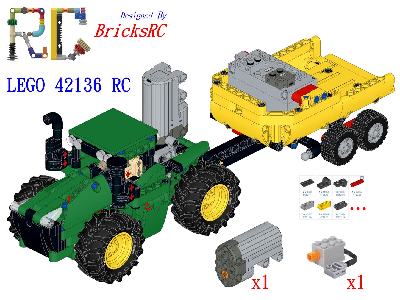 [Anleitung] Motorisieren Sie LEGO 42136 John Deere 9620R 4WD Traktor