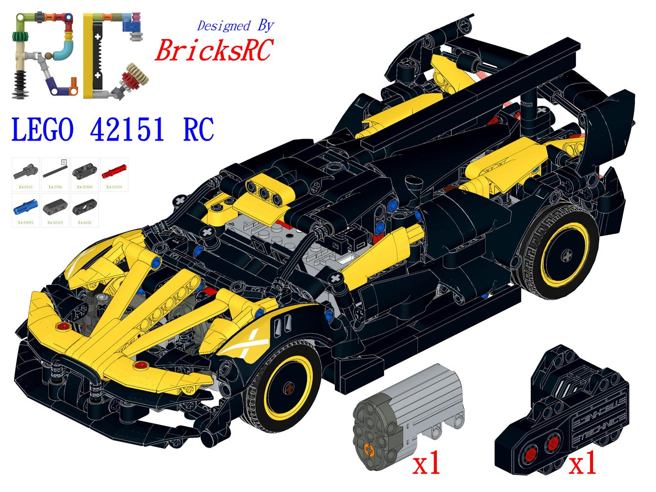 [Instructions] Motorize LEGO 42151/42162 Bugatti Bolide