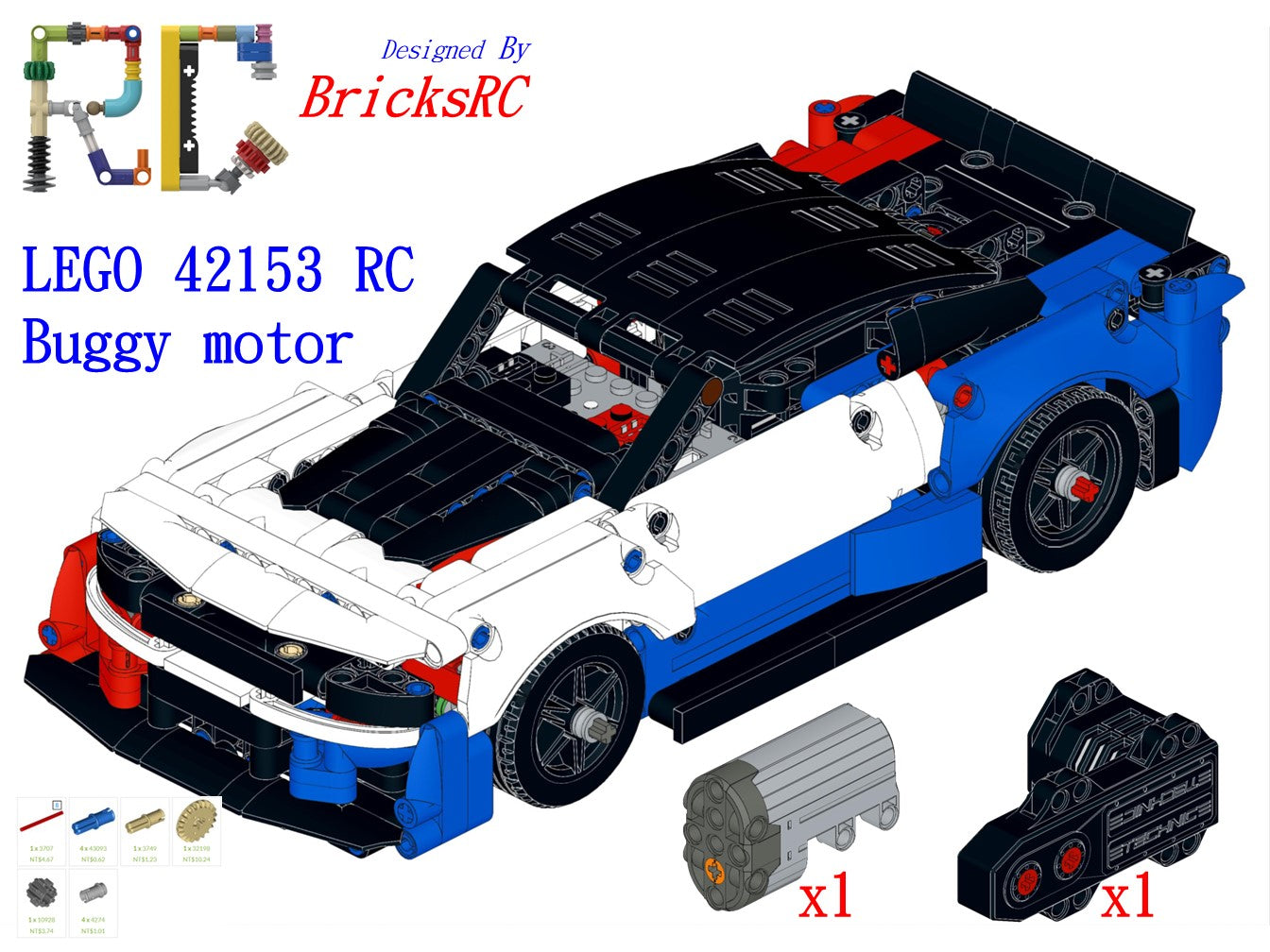 [Instrucciones] Motorizar LEGO 42153 NASCAR Next Gen Chevrolet Camaro ZL1 (Buggy Motor Driving)