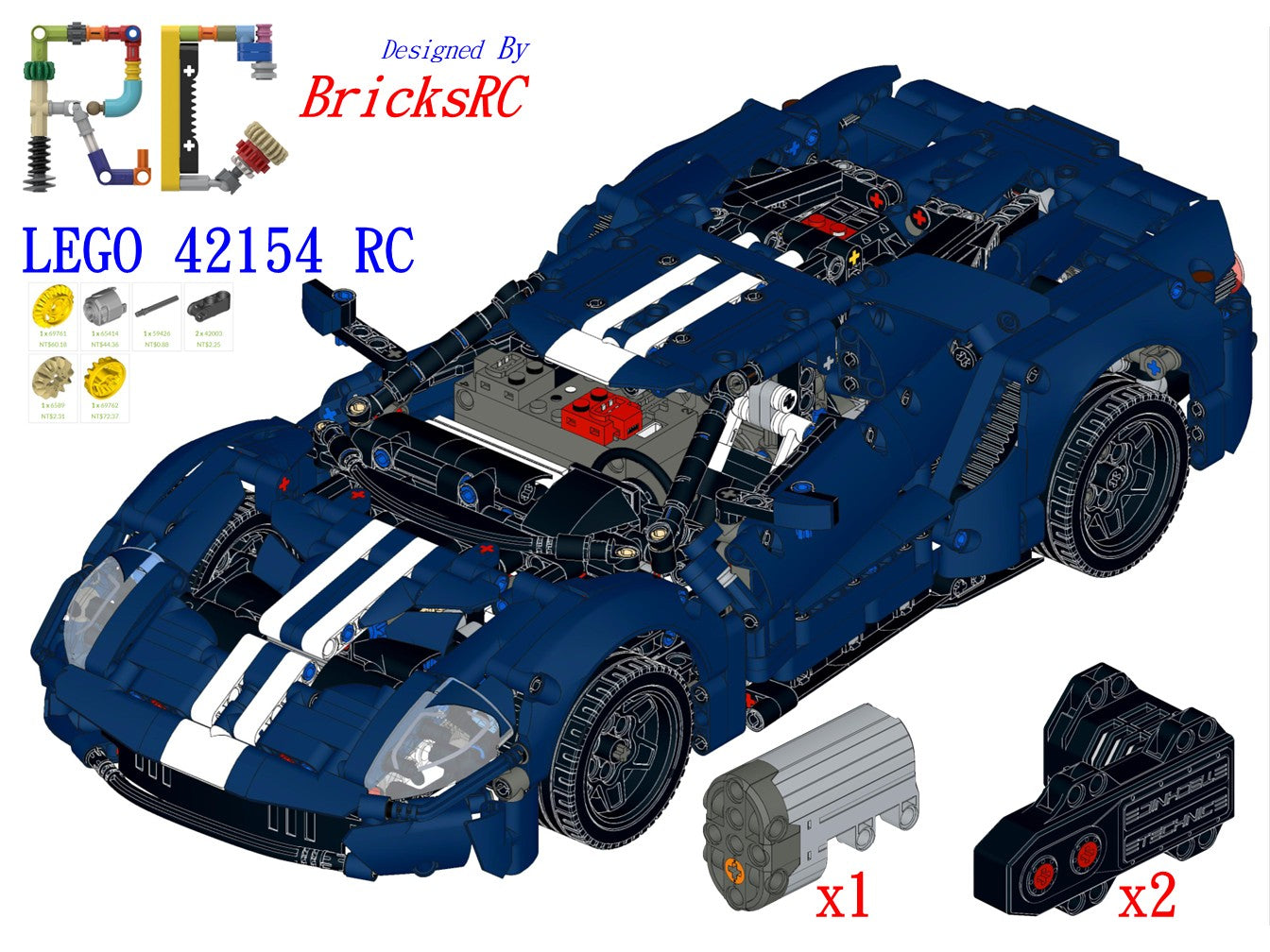 [Instructions] Motorize LEGO 42154 2022 Ford GT(Buggy Motor*2 Driving)