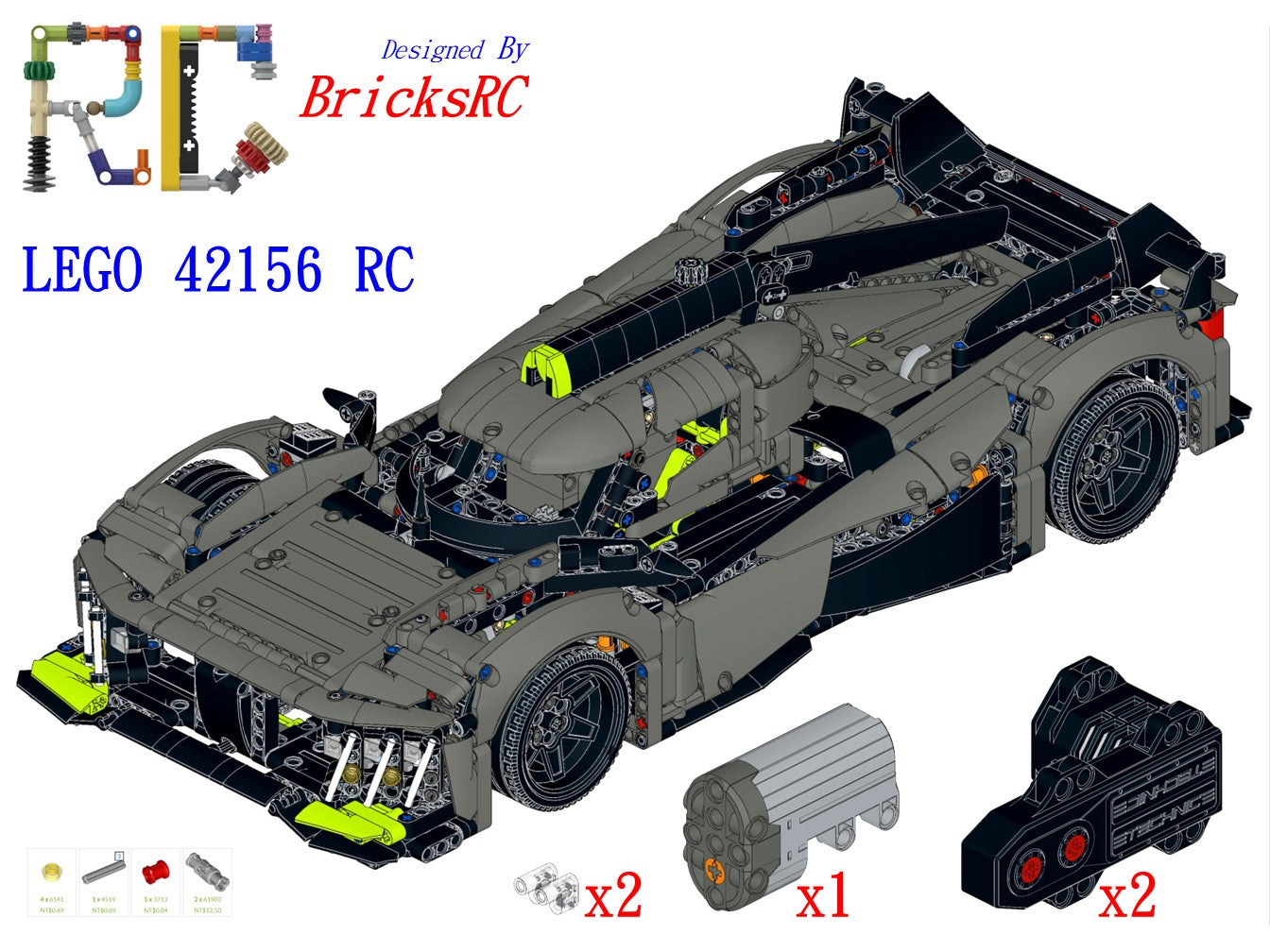 [Instructions] Motorize LEGO 42156 Peugeot 9X8 Le Mans Hybrid Hypercar(Buggy Motor*2 Driving)