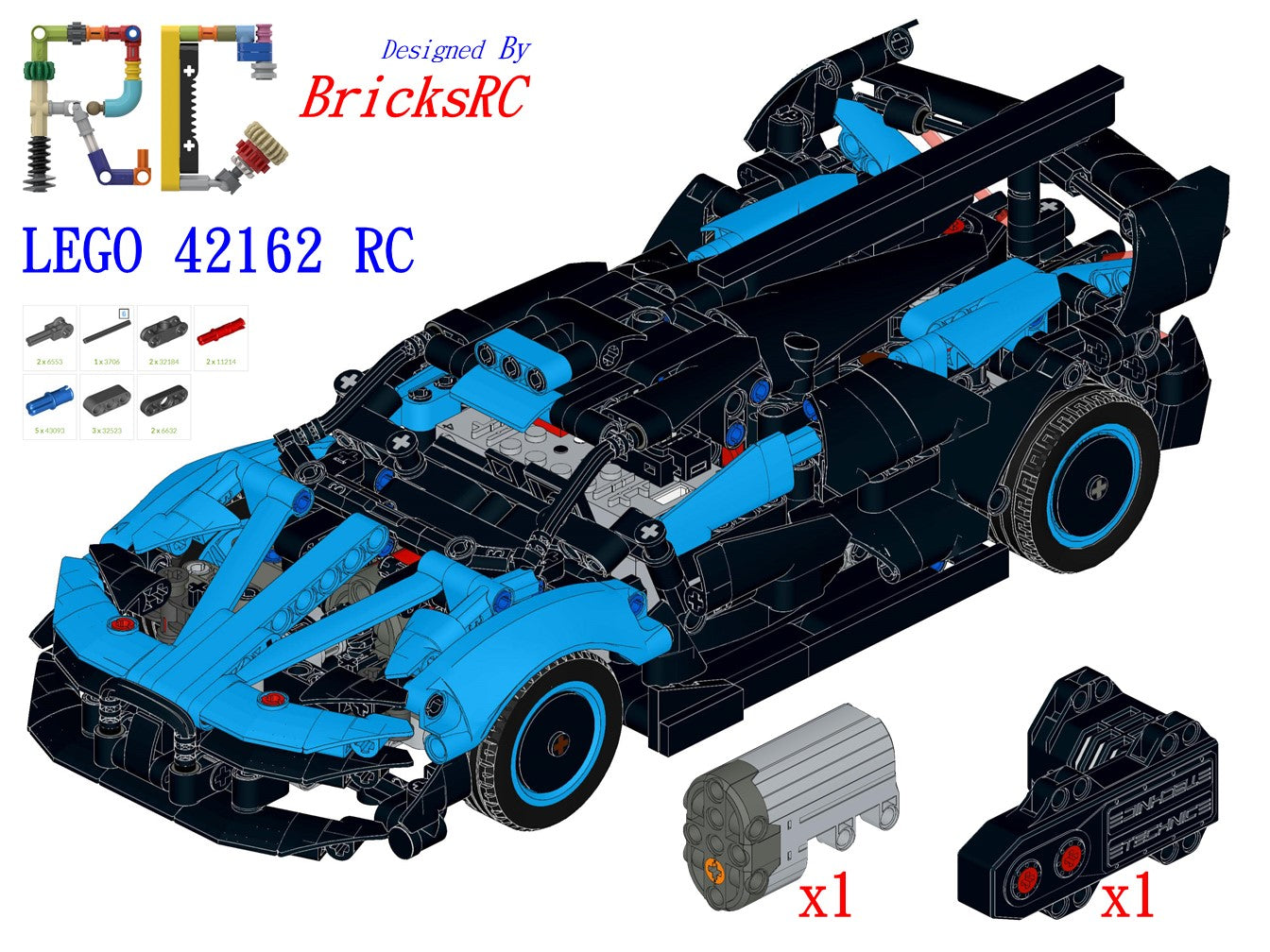 [Instrucciones] Motorizar LEGO 42151/42162 Bugatti Bolide