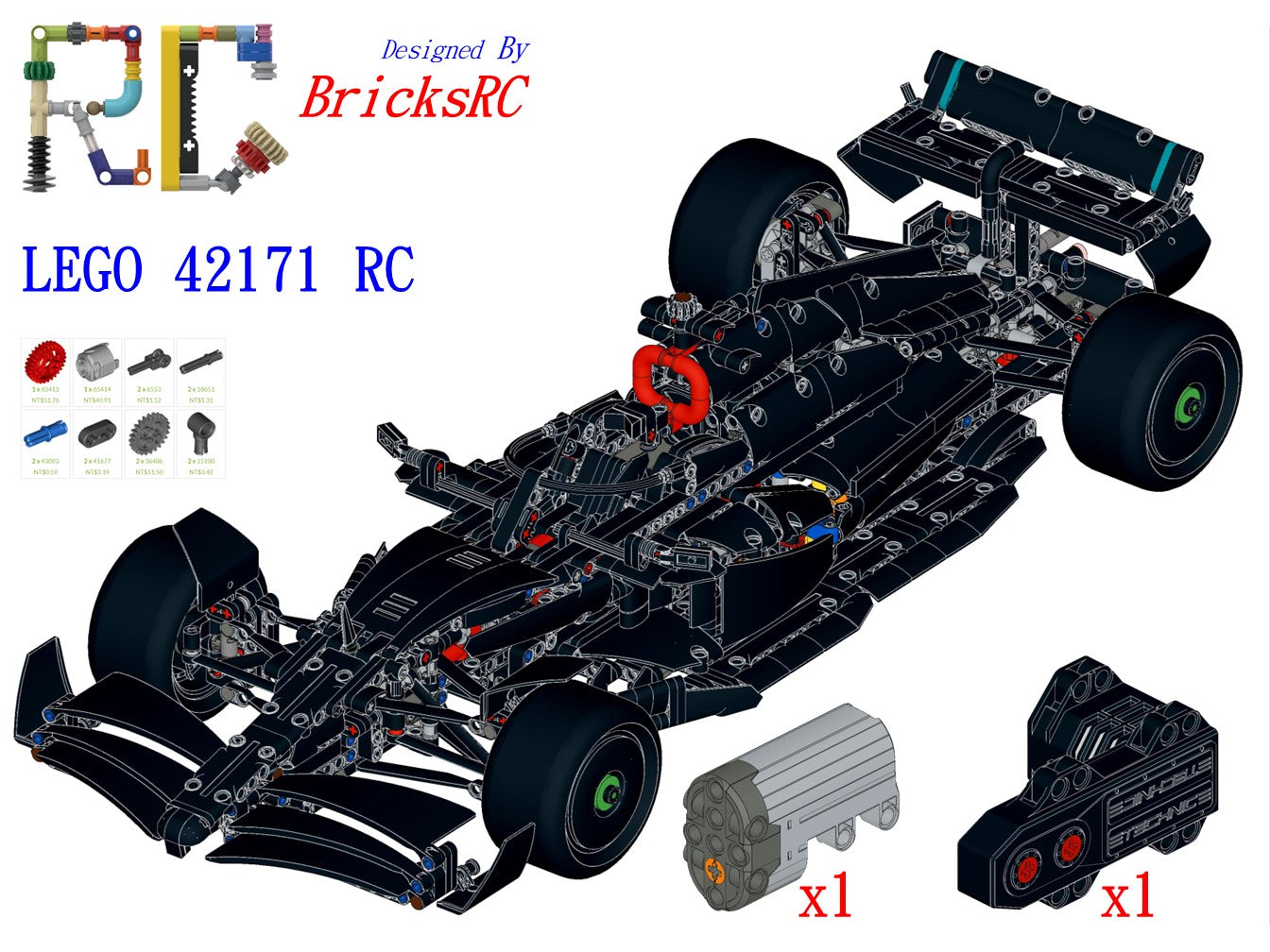 [Instructions] Motorize LEGO 42171 Mercedes-AMG F1 W14 E Performance (Buggy Motor Driving)