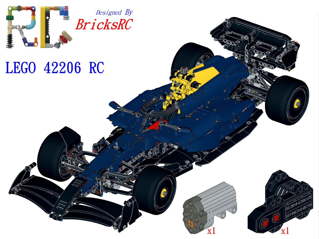 [Instructions] Motorize LEGO 42206 Oracle Red Bull Racing RB20 F1 Car(Buggy Motor Driving, gearbox and engine retained)