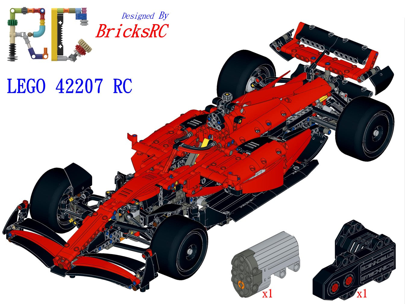 [Instructions] Motorize LEGO 42207 Ferrari SF-24 F1 Car(Buggy Motor Driving, gearbox and engine retained)