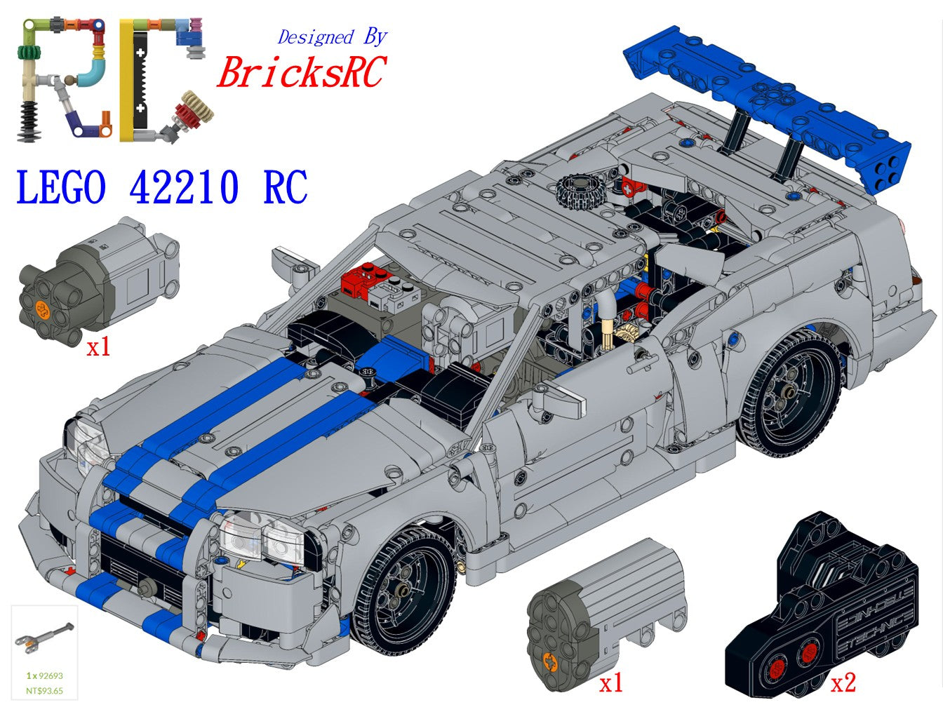 [Instructions] Motorize LEGO 42210 2 Fast 2 Furious Nissan Skyline GT-R (R34) Car(Buggy Motor Driving)