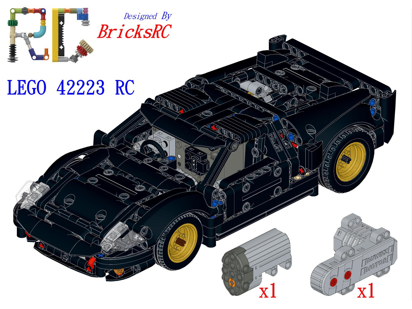 [Instructions] Motorize LEGO 42223 1966 Ford GT40 MKII Race Car (BuWizz[CaDA Buggy] Motor Driving)