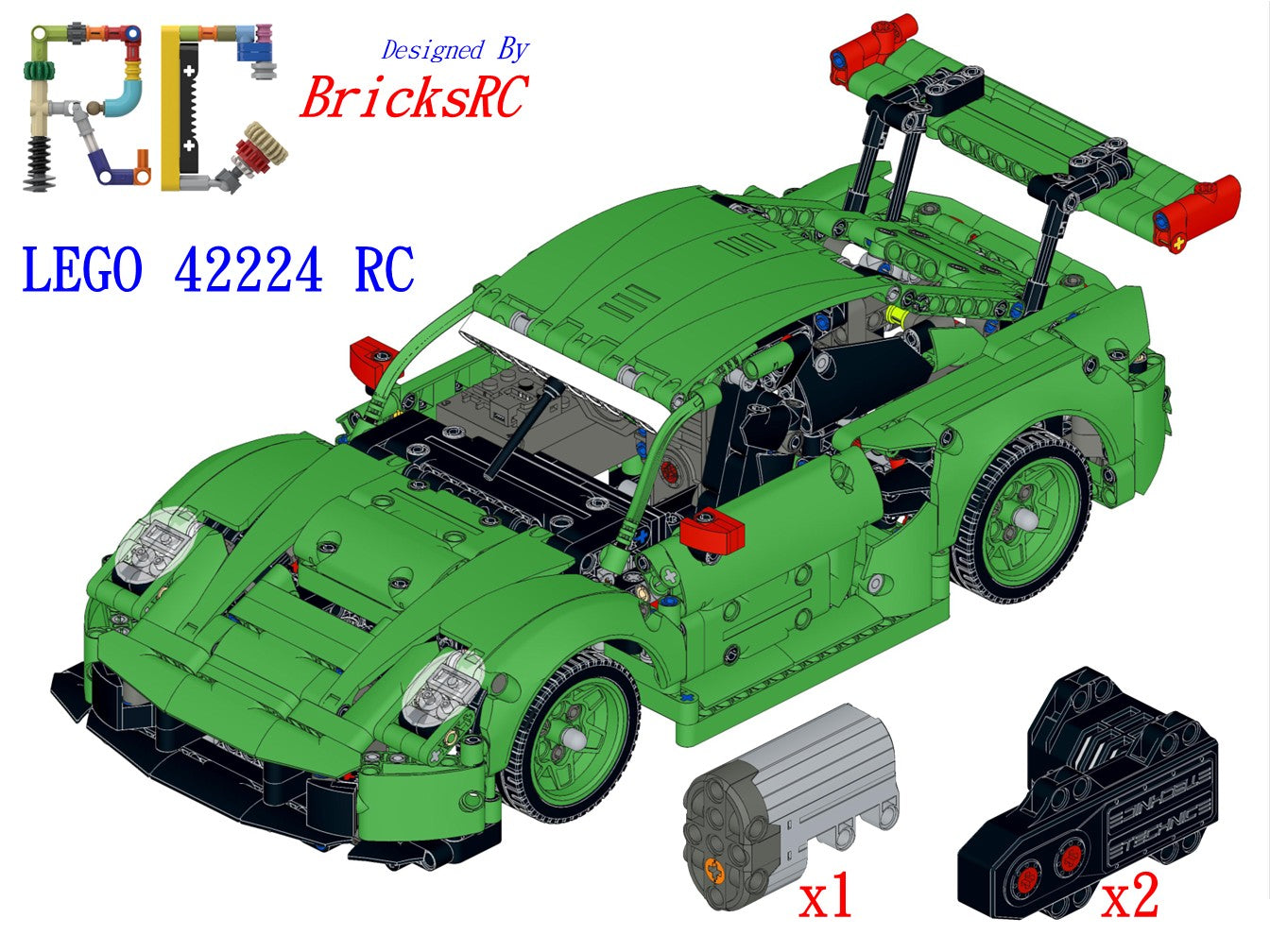 [Instructions] Motorize LEGO 42224 Porsche 911 GT3 R REXY AO Racing Car (Buggy[BuWizz] Motor*2 Driving)(No parts required)