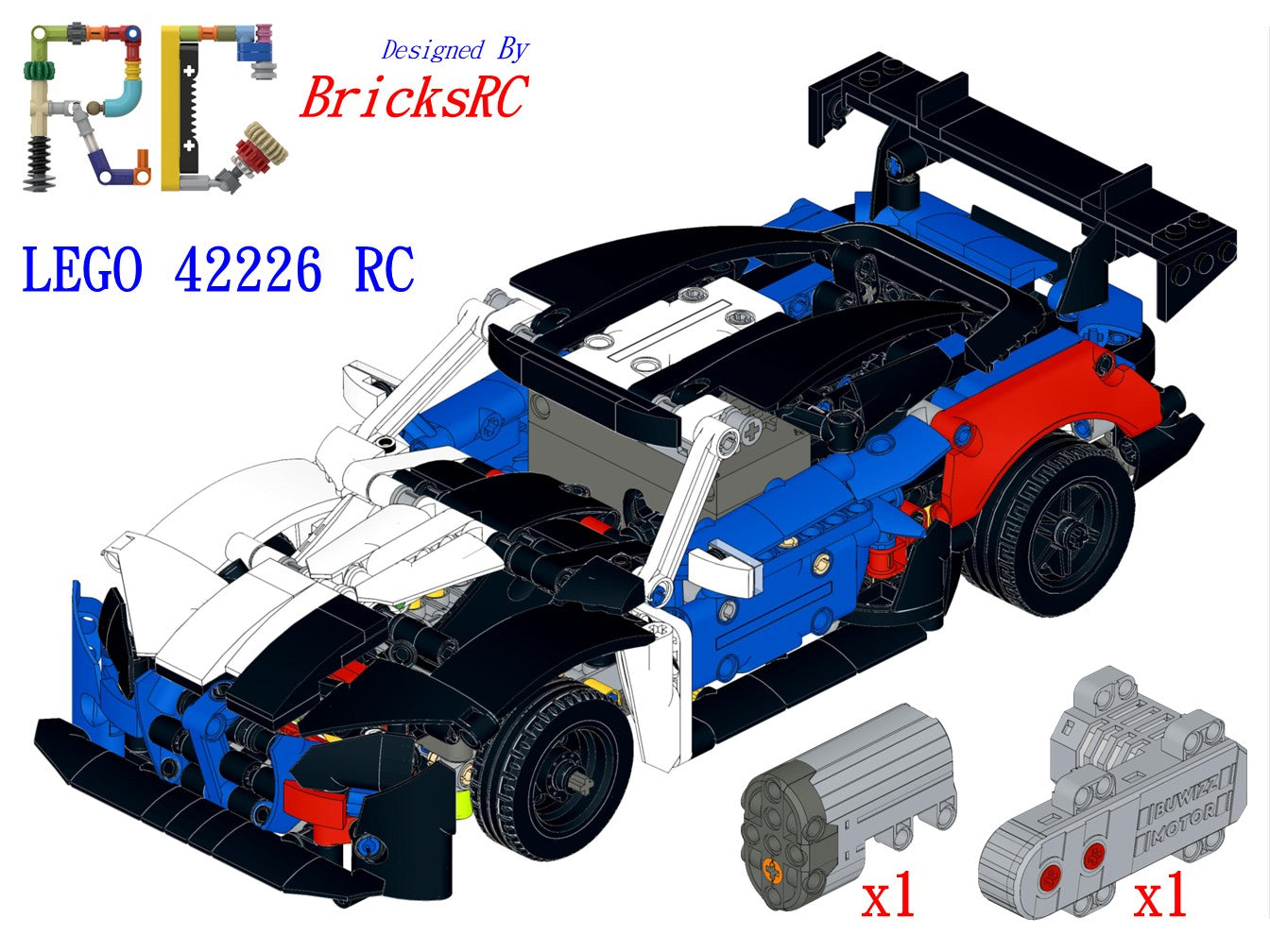 [Instructions] Motorize LEGO 42226 BMW M4 GT3 EVO Race Car (BuWizz[CaDA Buggy] Motor Driving)
