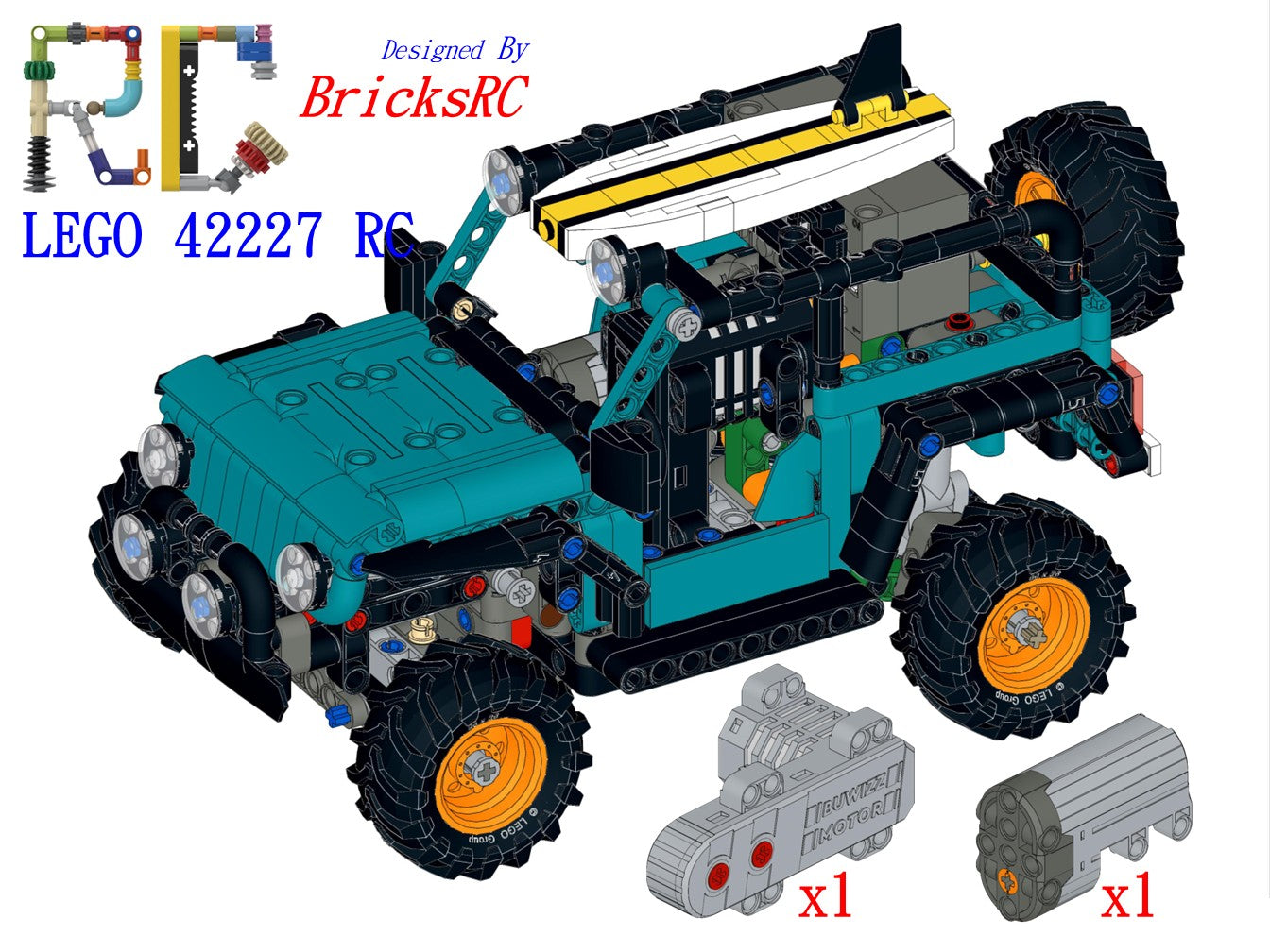 [Instructions] Motorize LEGO 42227 Jeep Wrangler Rubicon SUV(BuWizz[CaDA Buggy] Motor Driving, engine retained)