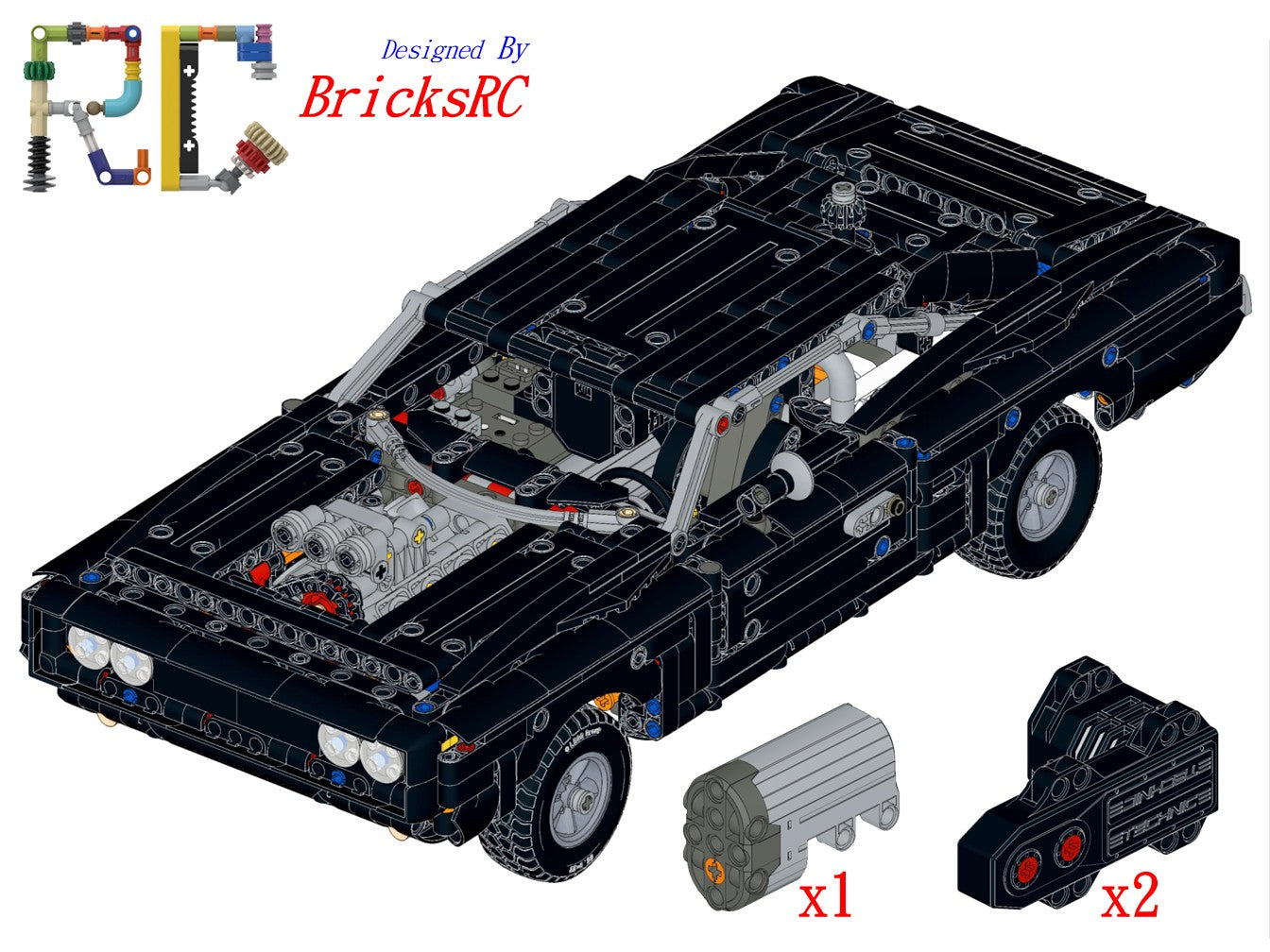 [Instructions] Motorize LEGO 42231 Fast and Furious Dodge Charger R/T Car(Buggy[BuWizz] Motor*2 Driving)