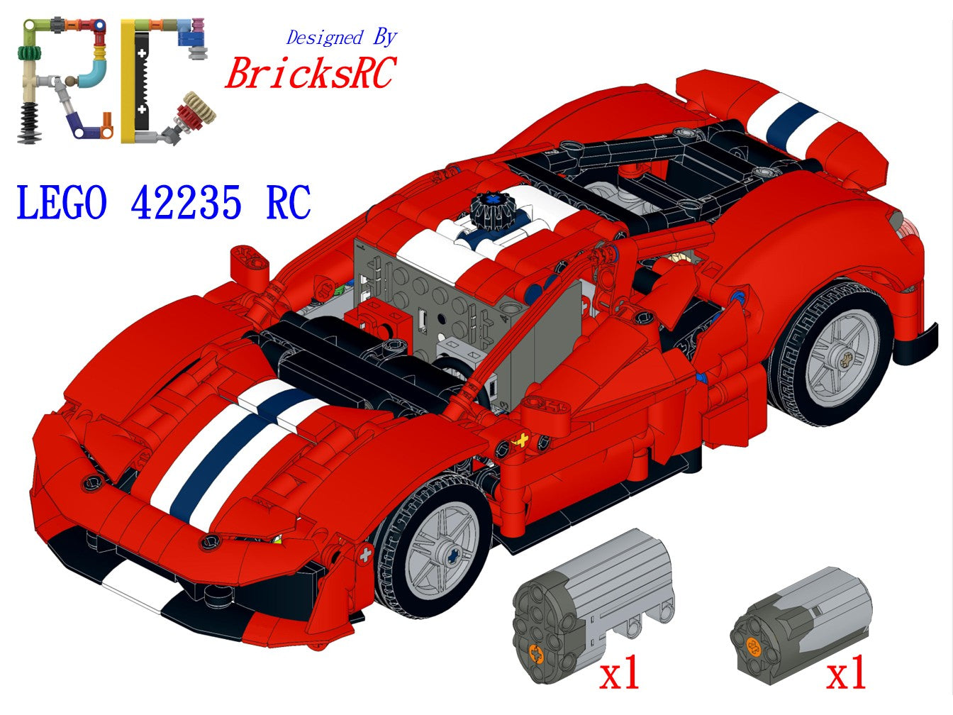 [Instructions] Motorize LEGO 42235 Ferrari 488 PISTA Car(M Motor*1 Driving)