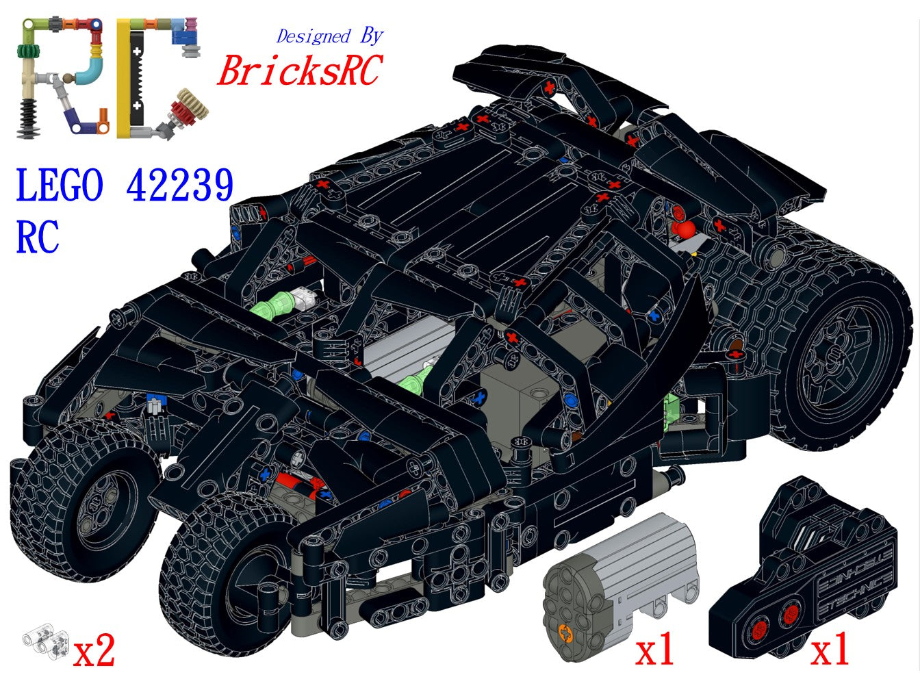 [Instructions] Motorize LEGO 42239 Batmobile Tumbler(Buggy[BuWizz] Motor*1 Driving)