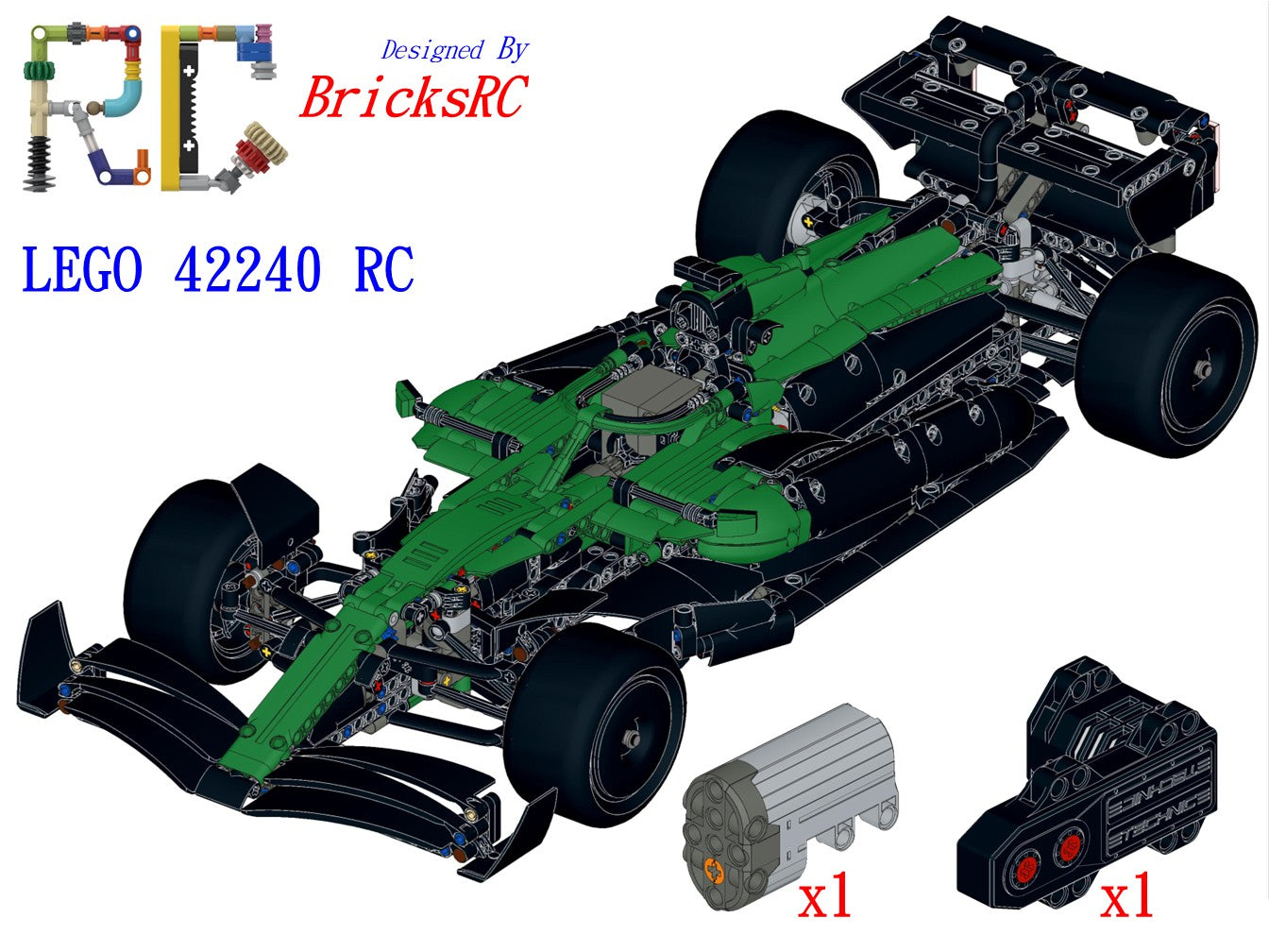 [Instructions] Motorize LEGO 42240 Aston Martin Aramco AMR25 F1 Car(Buggy[BuWizz] Motor Driving, gearbox and engine retained)