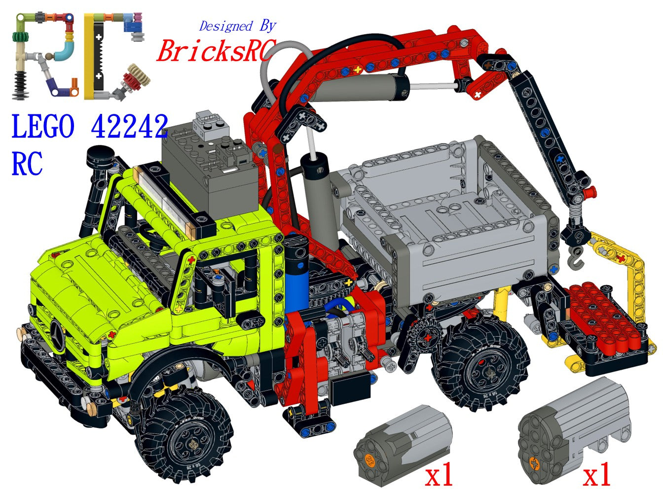 [Instructions] Motorize LEGO 42242 Mercedes-Benz Unimog U 5023 with Crane (Beginner Version)